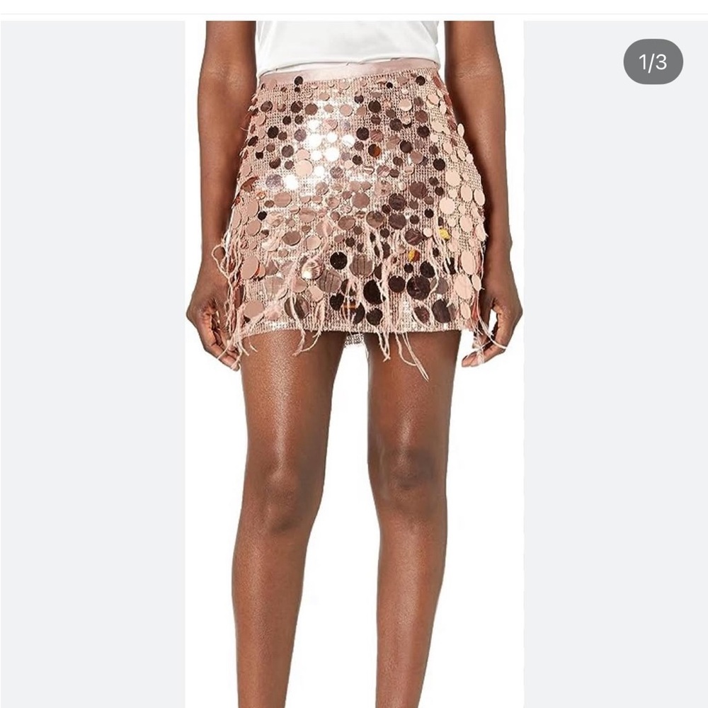 Ramy Brook Rose Gold Sequin Mini Skirt
